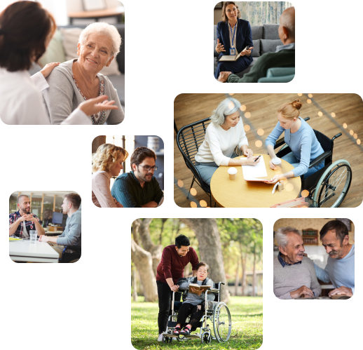 seven small portraits featuring older people and people with disability.